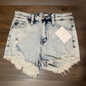 NWT Kancan Acid Wash Distressed Shorts, Size Medium